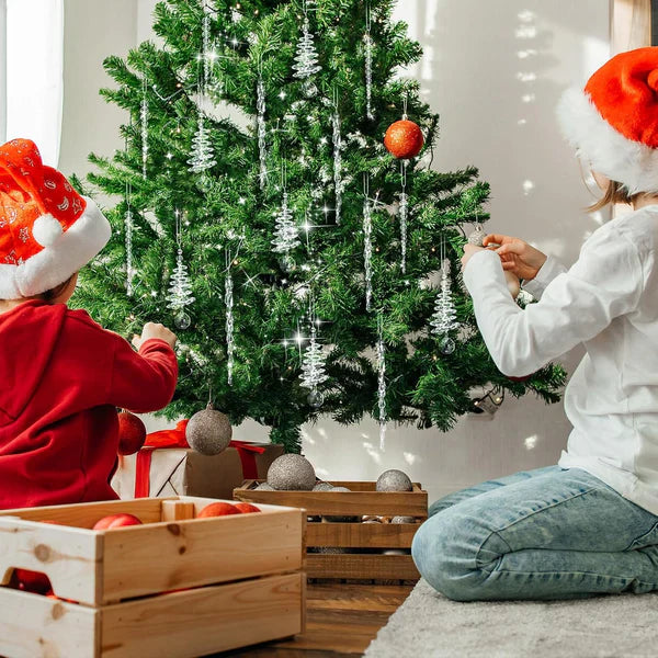 24 enfeites de Natal em forma de estalactites de cristal (3 modelos diferentes)