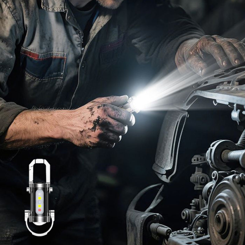 Lanterna recarregável de alta luminosidade com porta-chaves