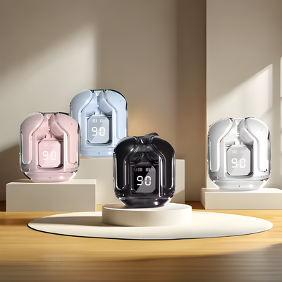 Auriculares Bluetooth transparentes com ecrã LED