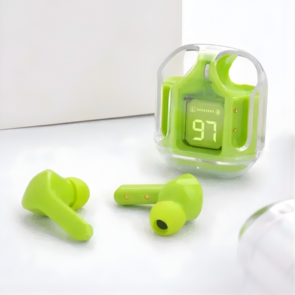 Auriculares Bluetooth transparentes com ecrã LED