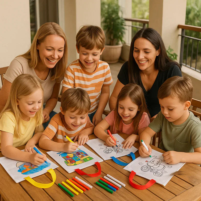 Conjunto criativo de bolsas para colorir com marcadores para crianças