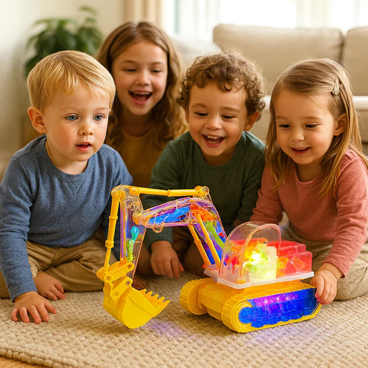 Escavadora musical dançante com luzes brilhantes