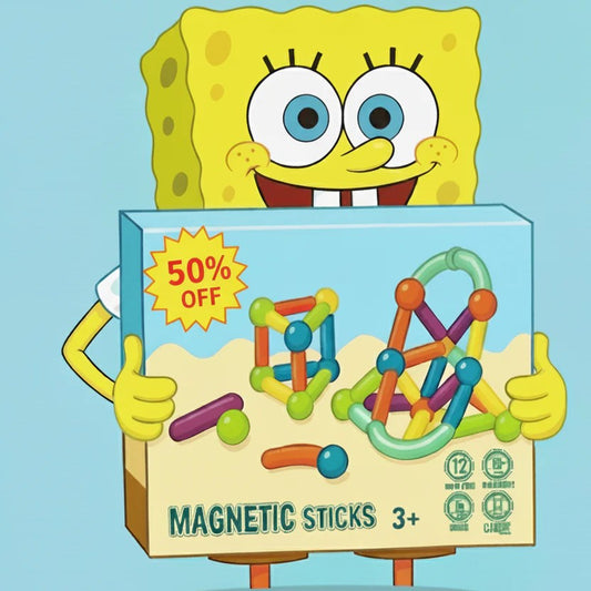 Conjunto de quarenta e duas peças de barras magnéticas de construção