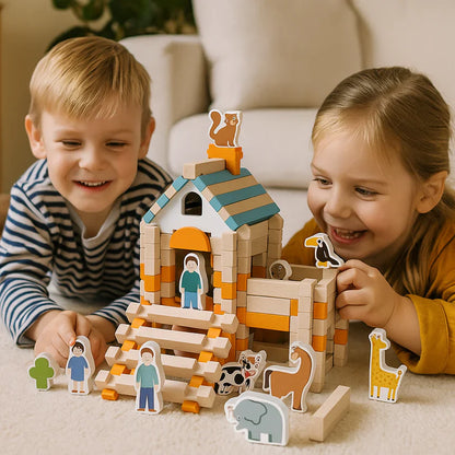 Blocos de construção em madeira – um jogo de montar e criar