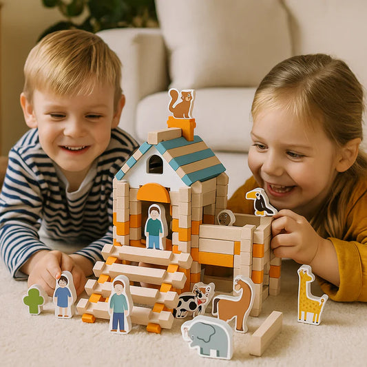 Blocos de construção em madeira – um jogo de montar e criar