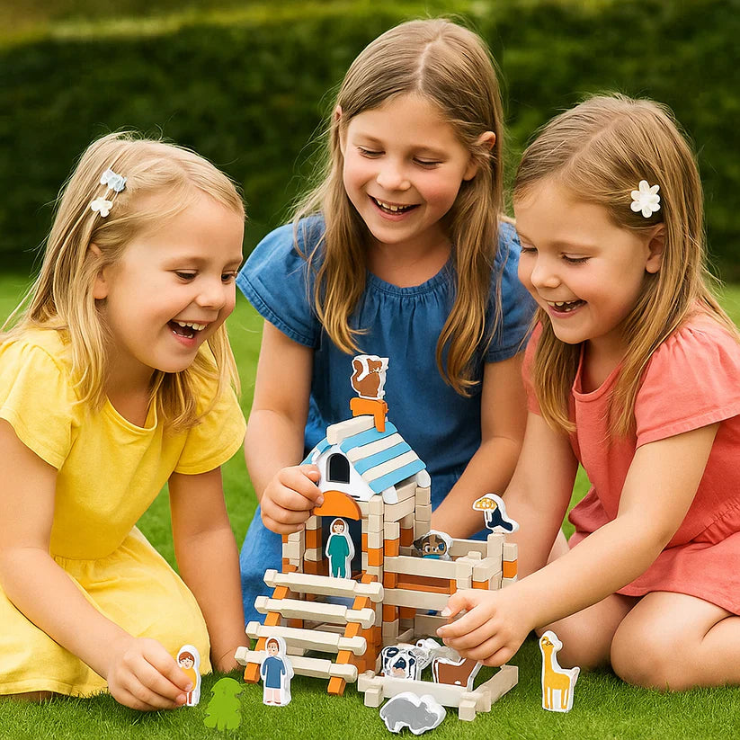 Blocos de construção em madeira – um jogo de montar e criar