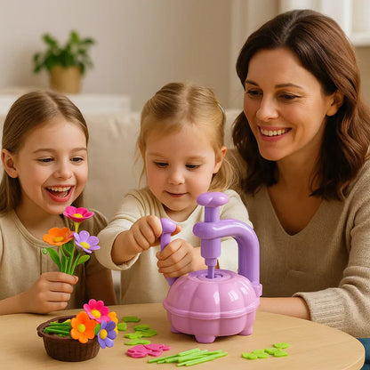 Conjunto criativo de construção de flores