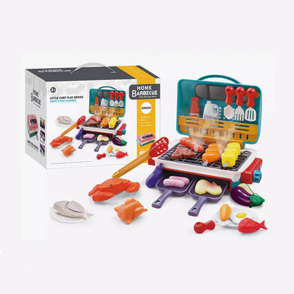 Grelhador BBQ – cozinha infantil com efeito de fumo e alimentos que mudam de cor