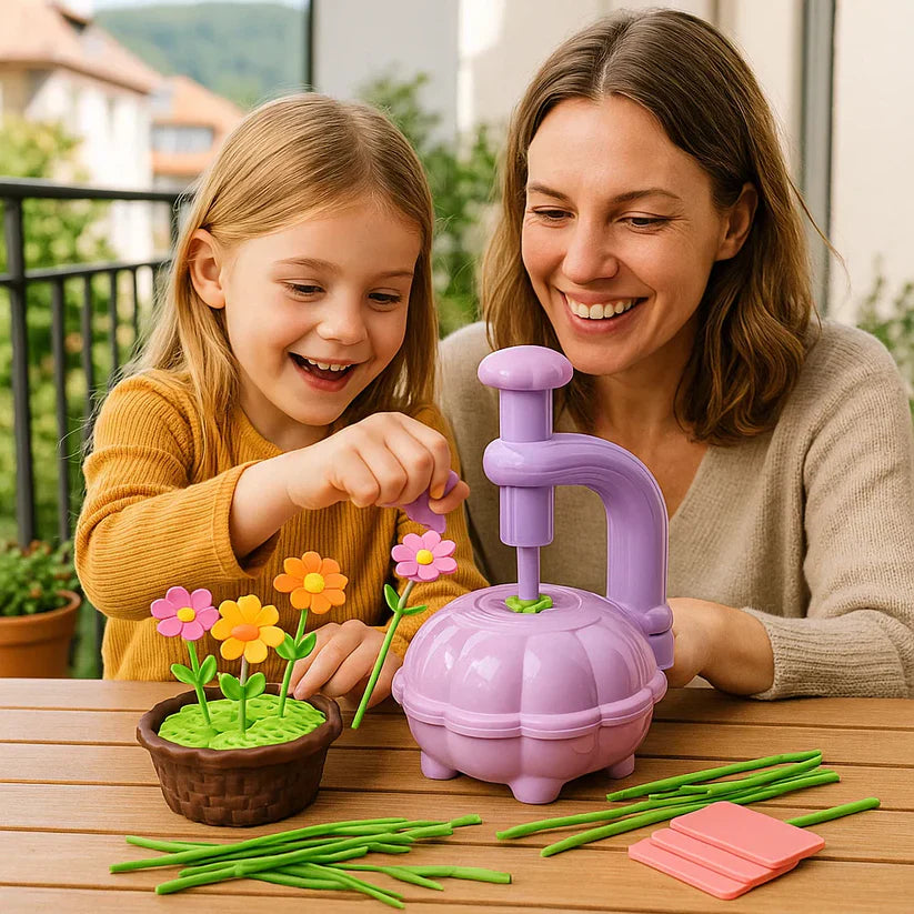 Conjunto criativo de construção de flores