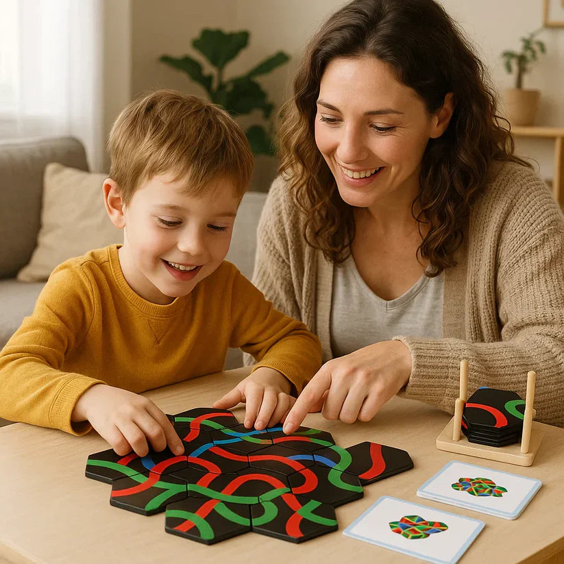 Jogo educativo de caminhos para crianças e toda a família