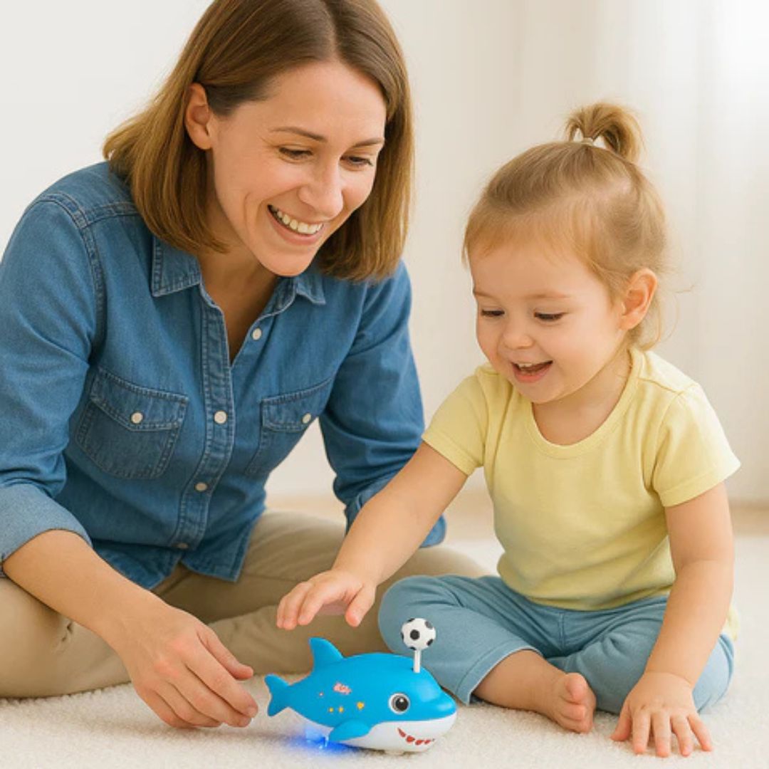 Brinquedo de tubarão flutuante com bola