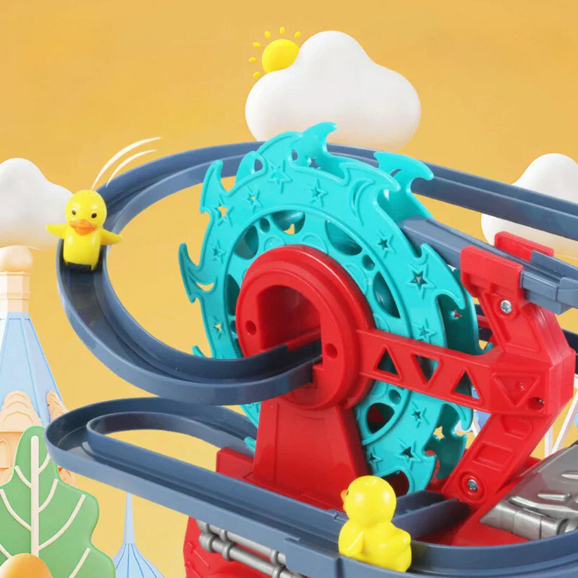 Carro de bombeiros com percurso deslizante de patinhos