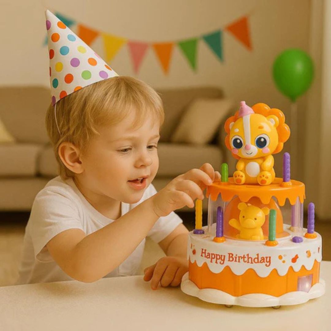 Bolo de Aniversário Dançante – Brinquedo Musical LED para Crianças