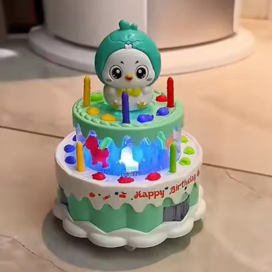 Bolo de Aniversário Dançante – Brinquedo Musical LED para Crianças
