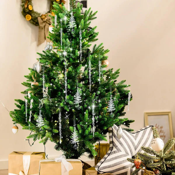 24 enfeites de Natal em forma de estalactites de cristal (3 modelos diferentes)