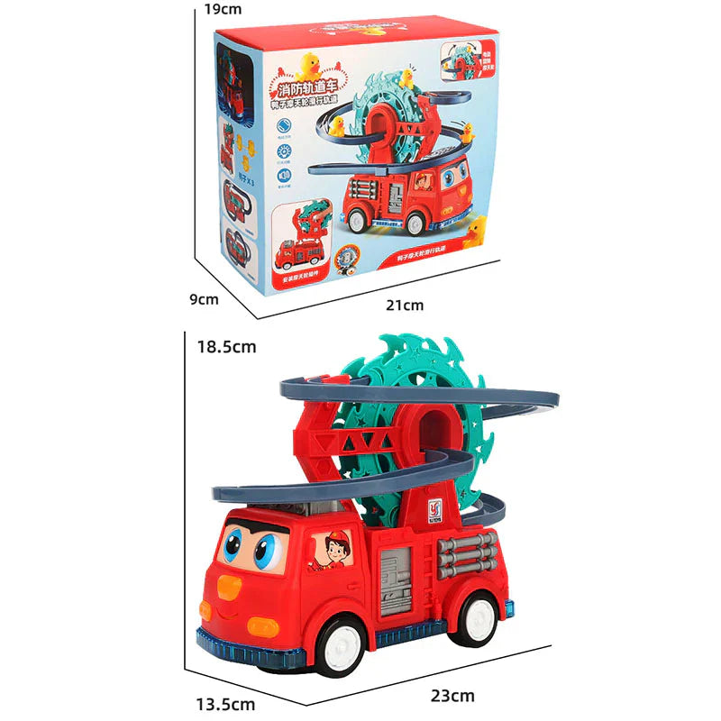 Carro de bombeiros com percurso deslizante de patinhos