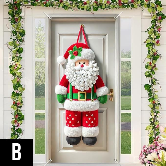 Grinalda de Natal para porta com laço e sinos – um destaque festivo impressionante