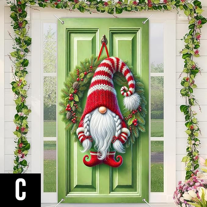 Grinalda de Natal para porta com laço e sinos – um destaque festivo impressionante