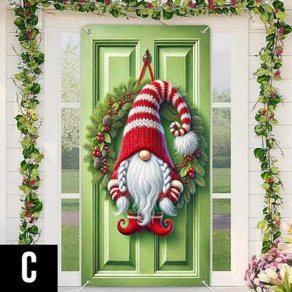 Grinalda de Natal para porta com laço e sinos – um destaque festivo impressionante