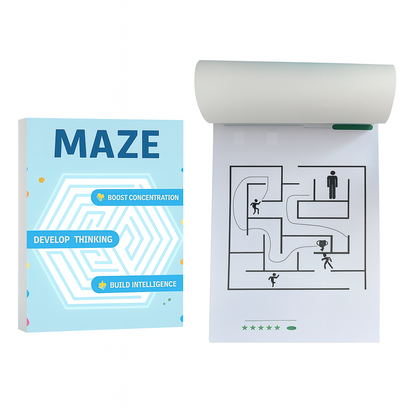 Livro de labirintos com 192 desafios – um jogo que estimula a lógica e a concentração