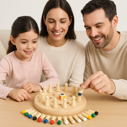 Jogo de memória e lógica em madeira – puzzle para toda a família