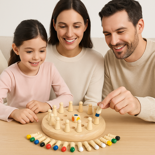 Jogo de memória e lógica em madeira – puzzle para toda a família