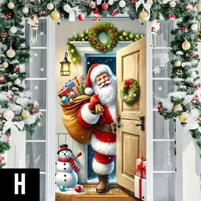 Grinalda de Natal para porta com laço e sinos – um destaque festivo impressionante