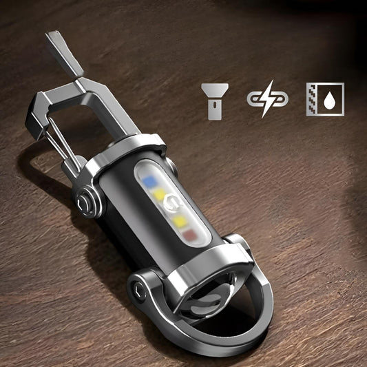 Lanterna recarregável de alta luminosidade com porta-chaves