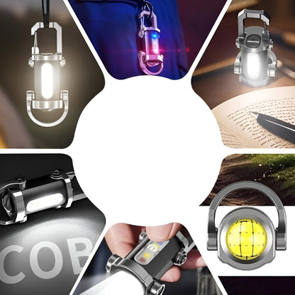 Lanterna recarregável de alta luminosidade com porta-chaves