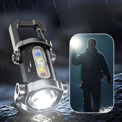 Lanterna recarregável de alta luminosidade com porta-chaves