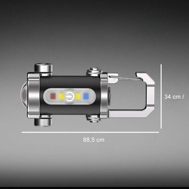 Lanterna recarregável de alta luminosidade com porta-chaves