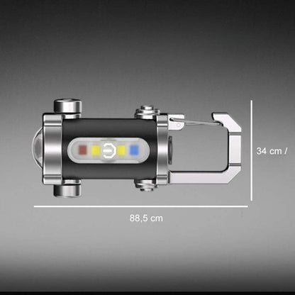 Lanterna recarregável de alta luminosidade com porta-chaves