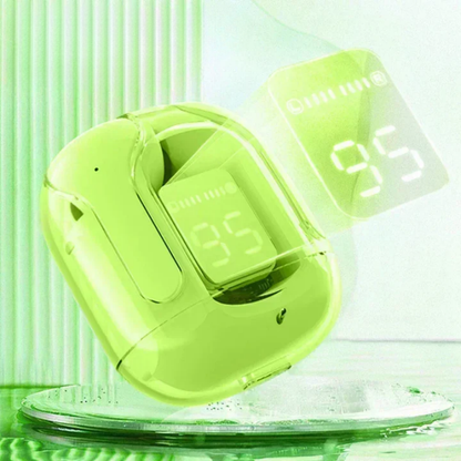 Auriculares Bluetooth transparentes com ecrã LED