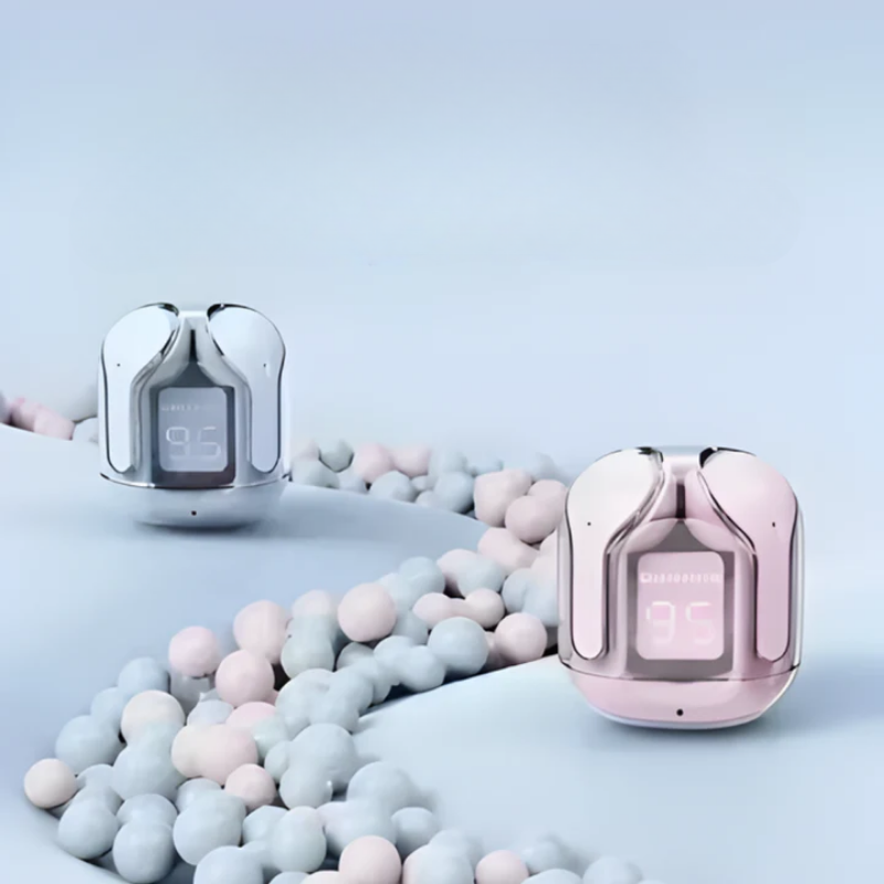 Auriculares Bluetooth transparentes com ecrã LED