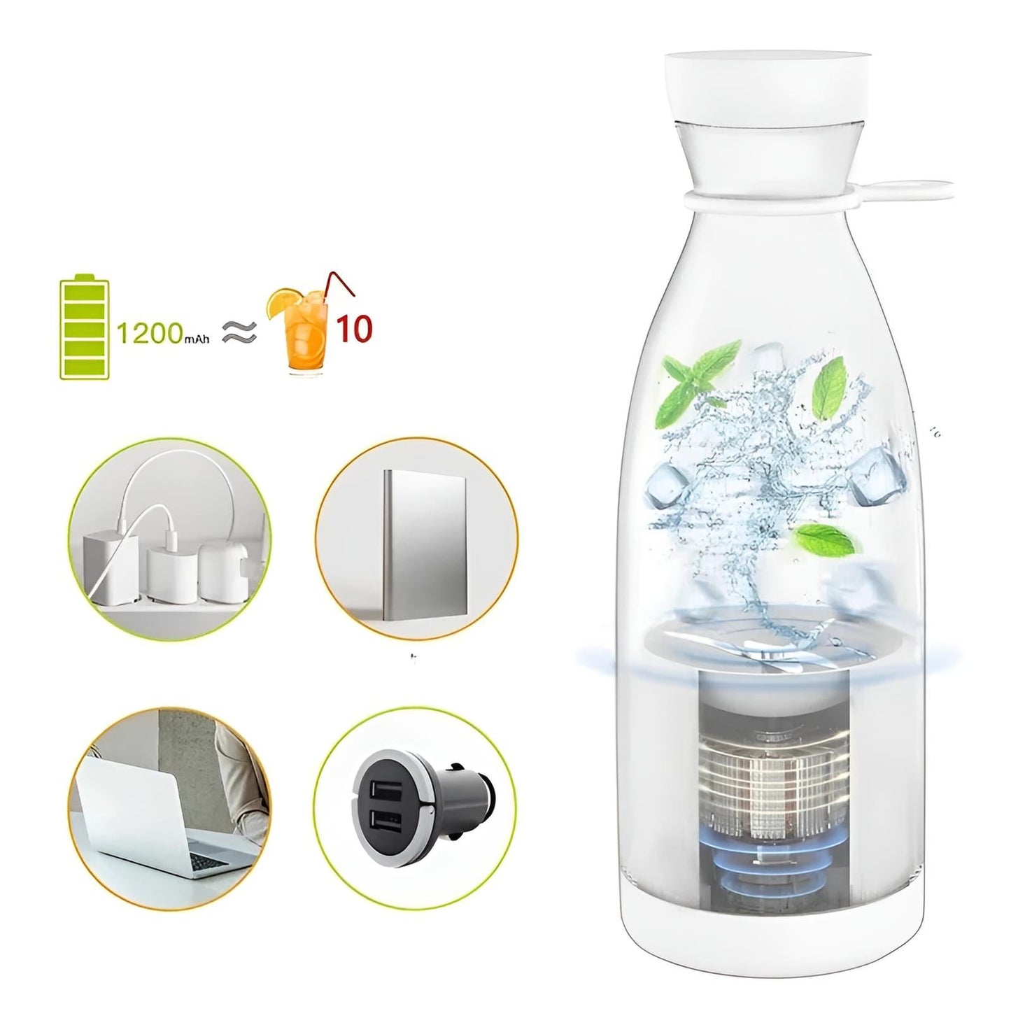 Liquidificadora portátil compacta – batidos e sumos prontos em segundos