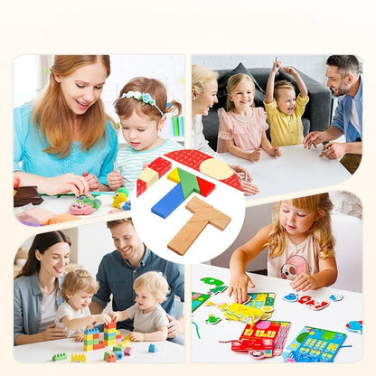 Quebra-cabeça de madeira em forma de T para crianças e adultos