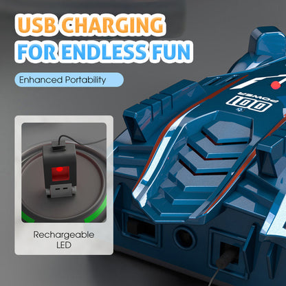 Carro RC para crianças controlado por laser que anda nas paredes